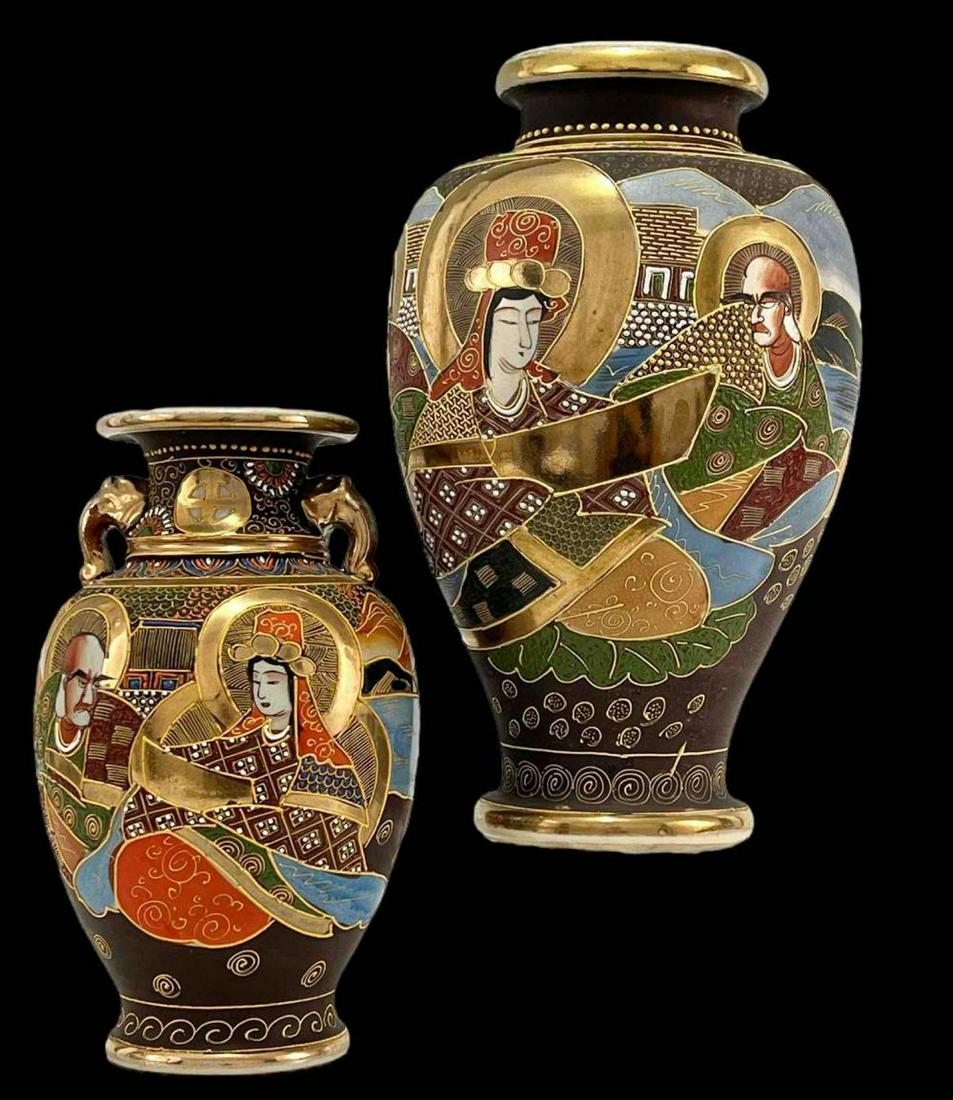Two Japanese Satsuma Porcelain Vases, One Signed Shizan (1 of 20)
