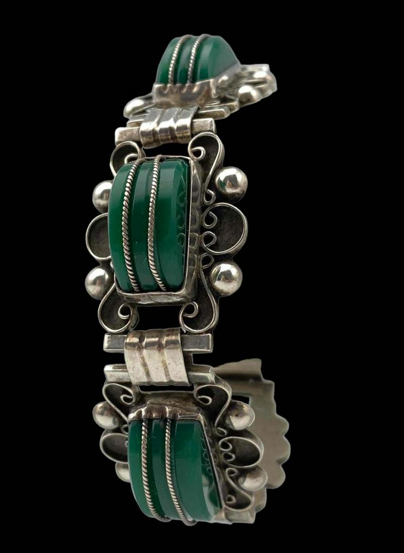 Vintage Mexican Sterling Silver Onyx Bracelet (1 of 10)