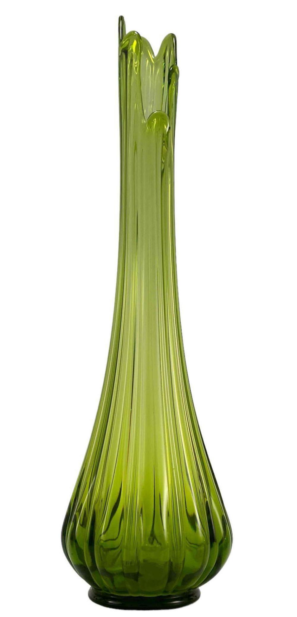 Green Mid Century Modern Art Glass Floor Vase (1 of 9)