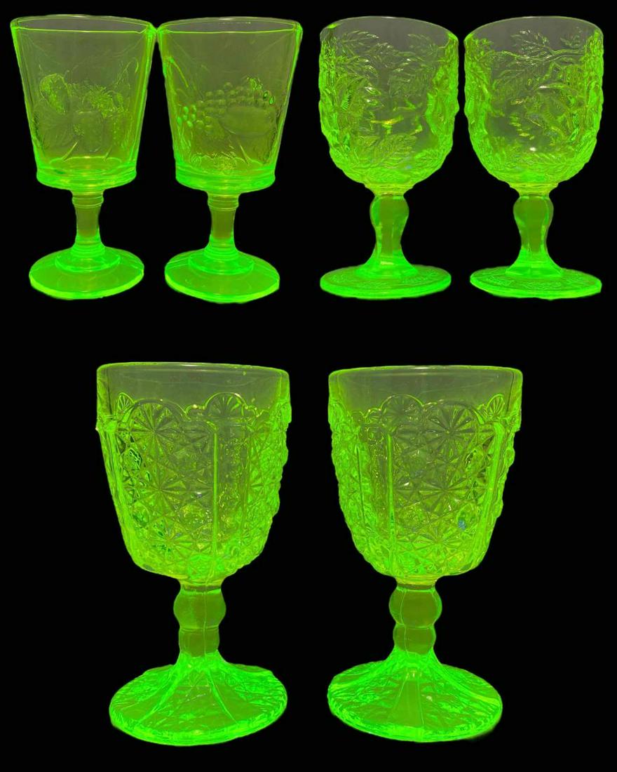 Fenton L.G. Wright Uranium Glass Goblets (1 of 15)