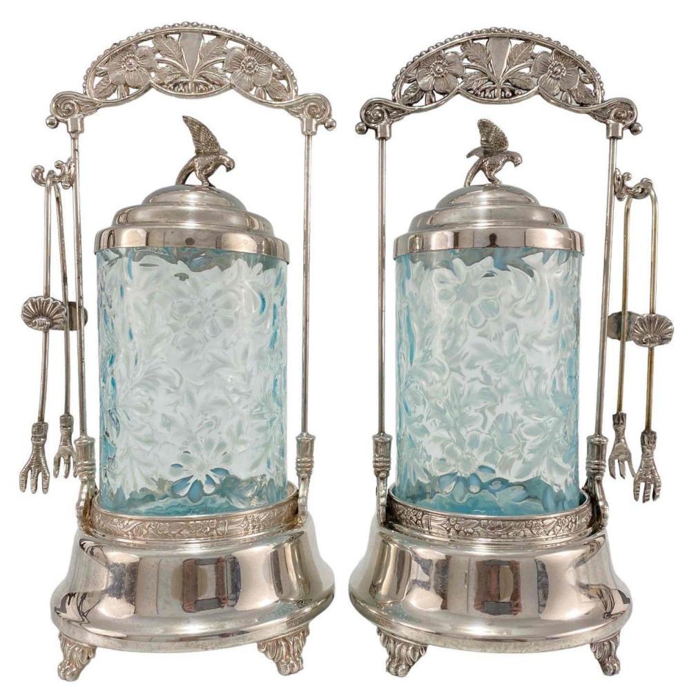 2 Fenton Daisy And Fern Opalescent Blue Art Glass Pickle Casters (1 of 13)