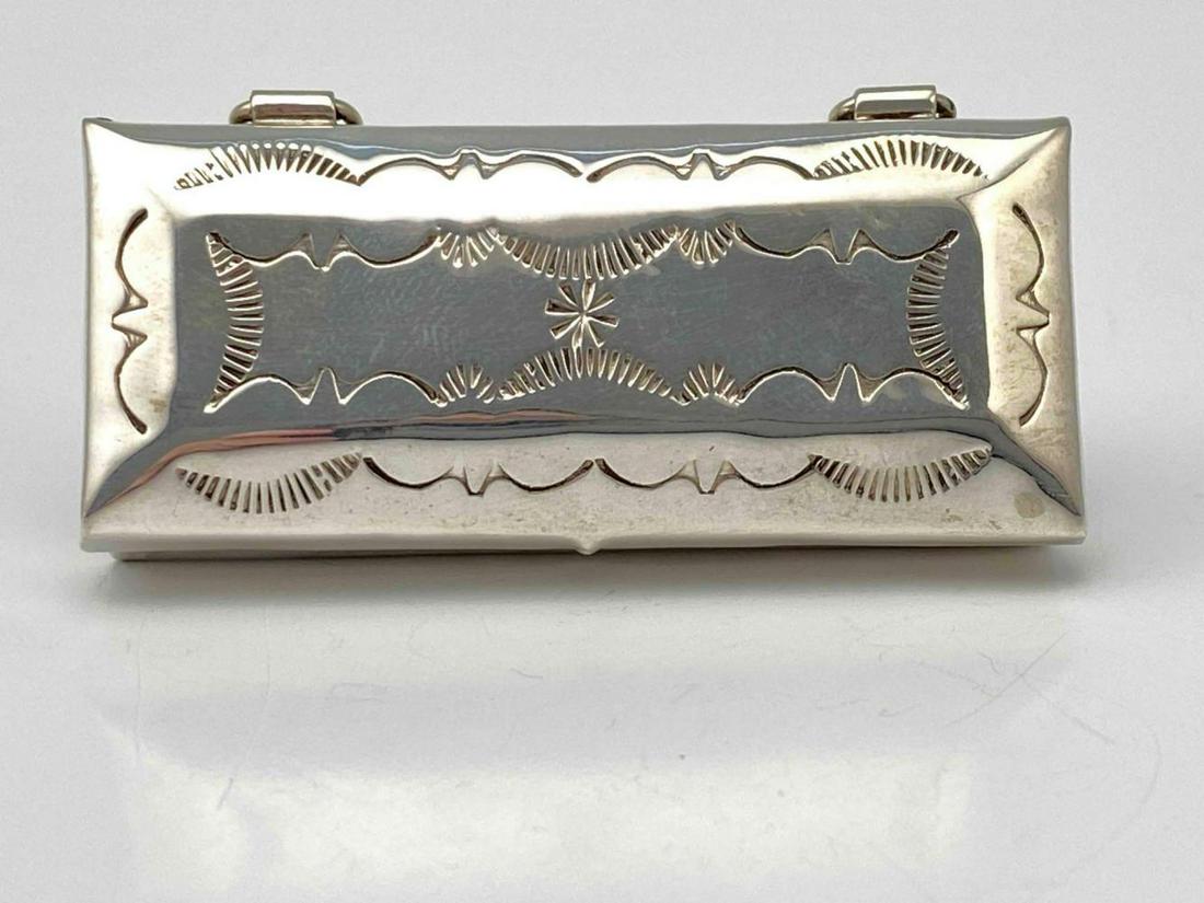 Navajo Sterling Silver Hand Stamped Box (1 of 7)