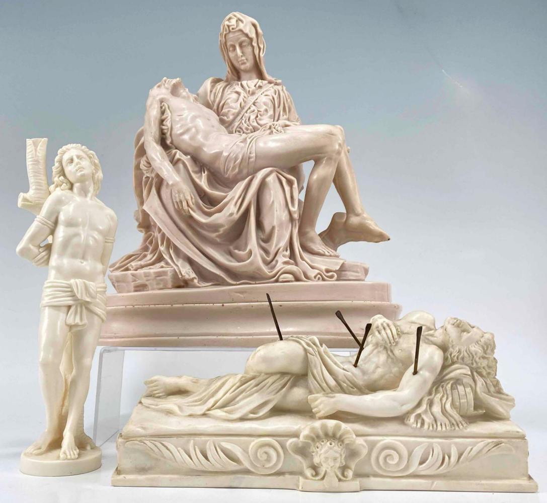Three Italian Cast Sculptures, Religious Figures (1 of 20)