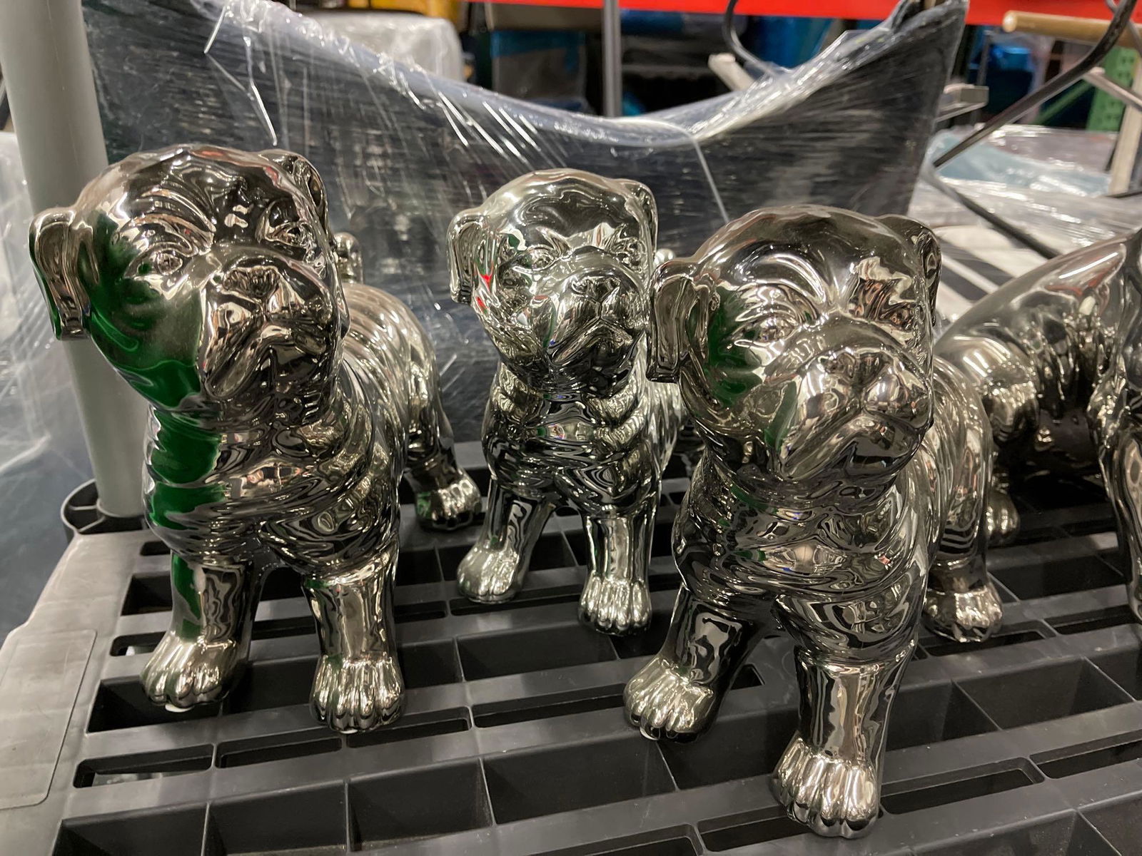 Three ceramic pug dogs (1 of 4)