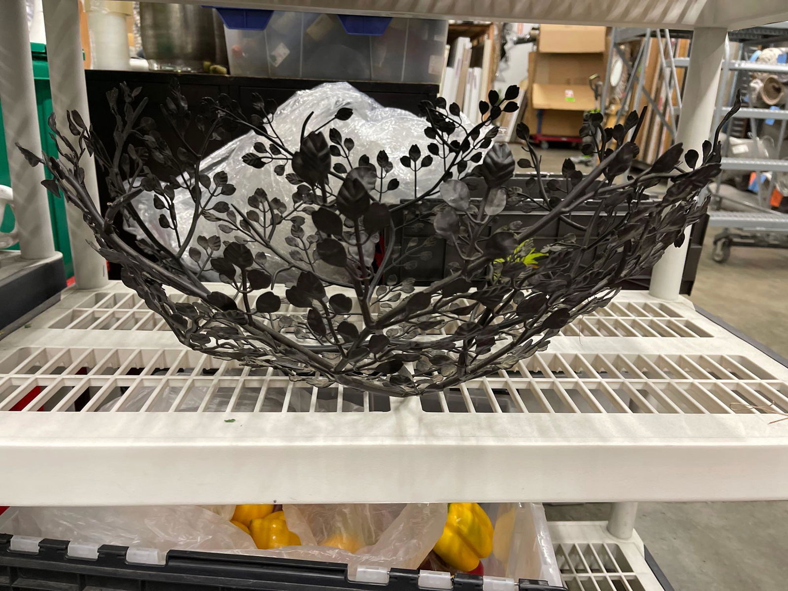 Large leaf pattern black console statement piece (1 of 4)
