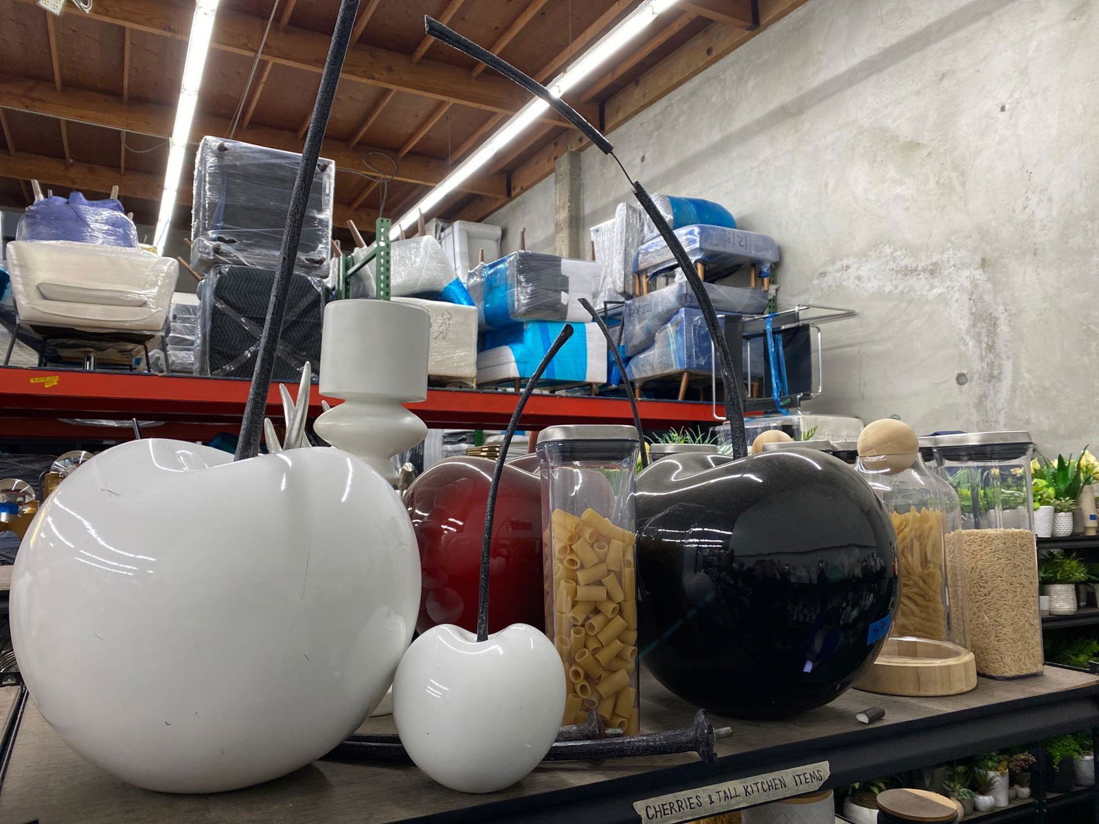 Top shelf decorative kitchen items, including canisters (1 of 3)