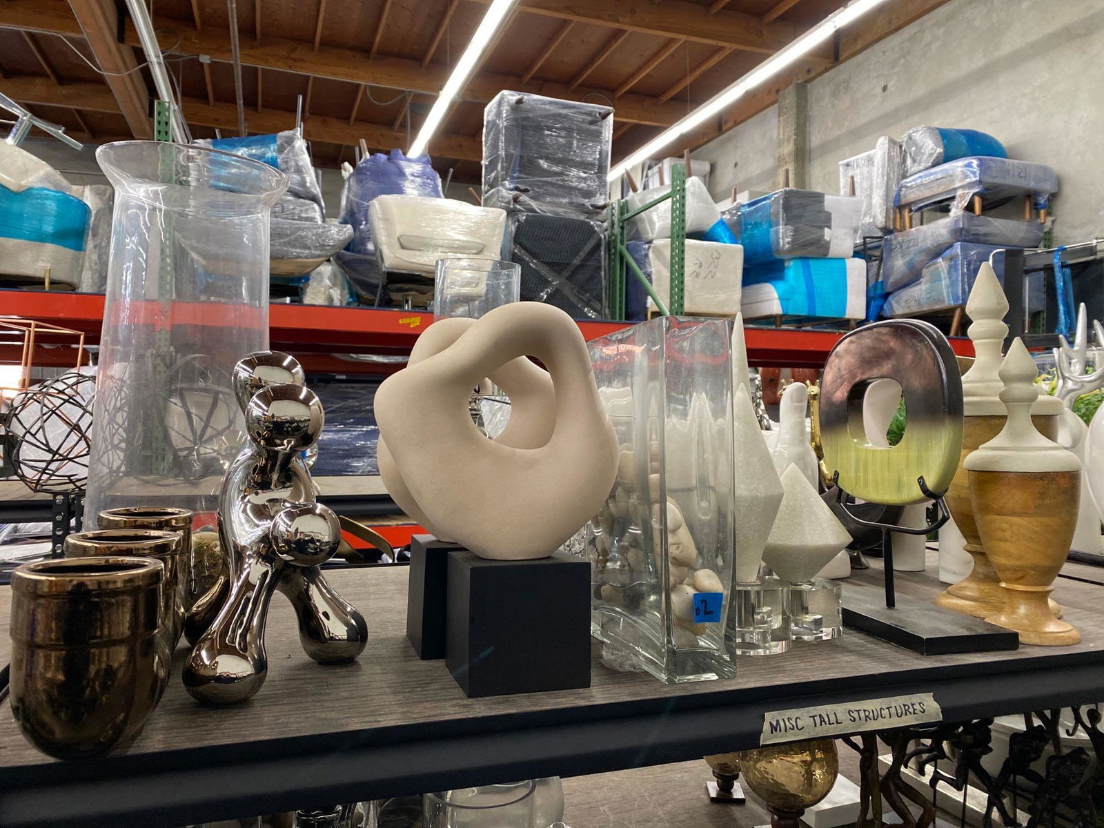 Top shelf decorators items, glass, stone, wood ceramic (1 of 4)