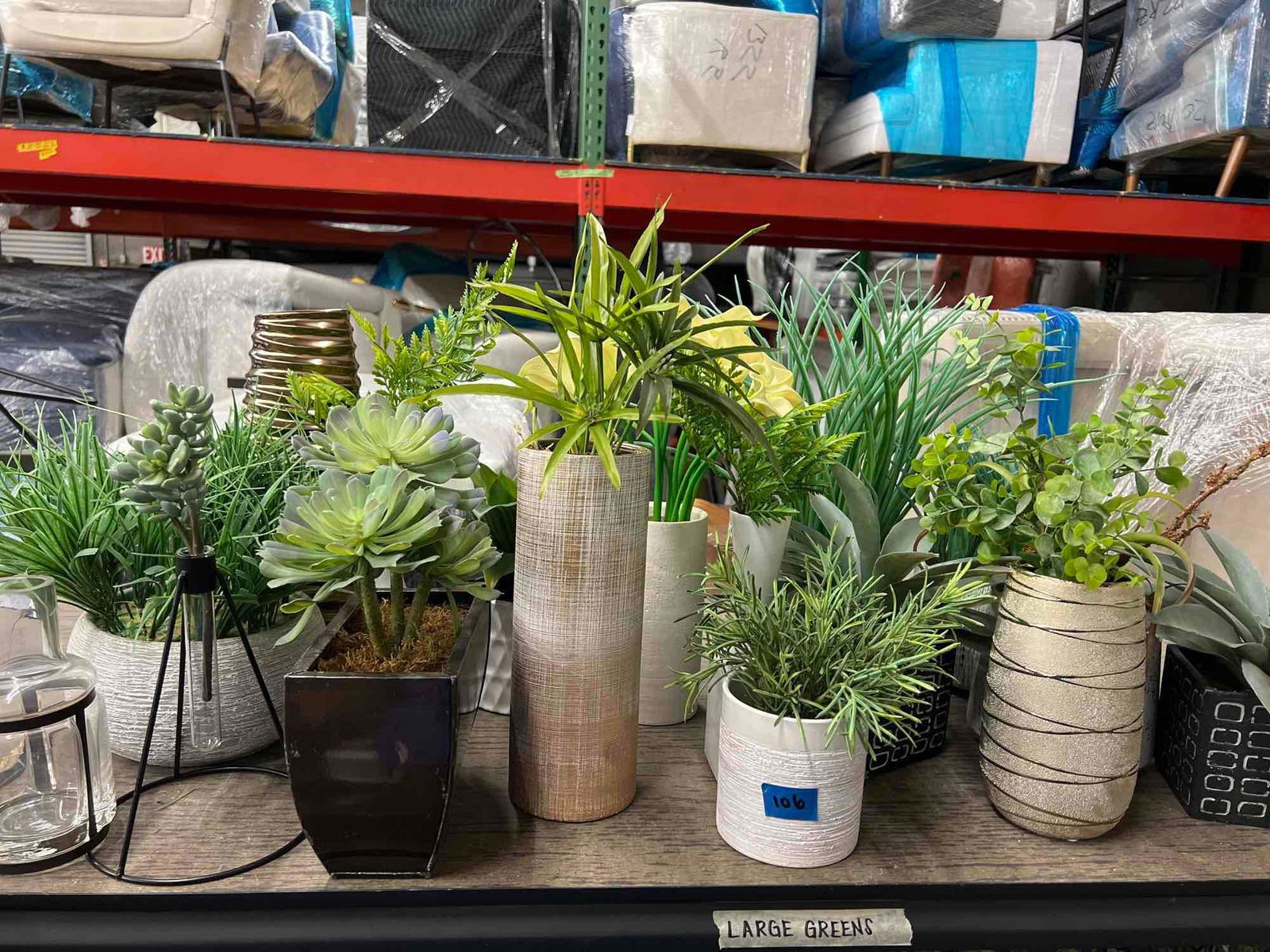 Top shelf vases, planters, faux plants (small-medium) (1 of 4)