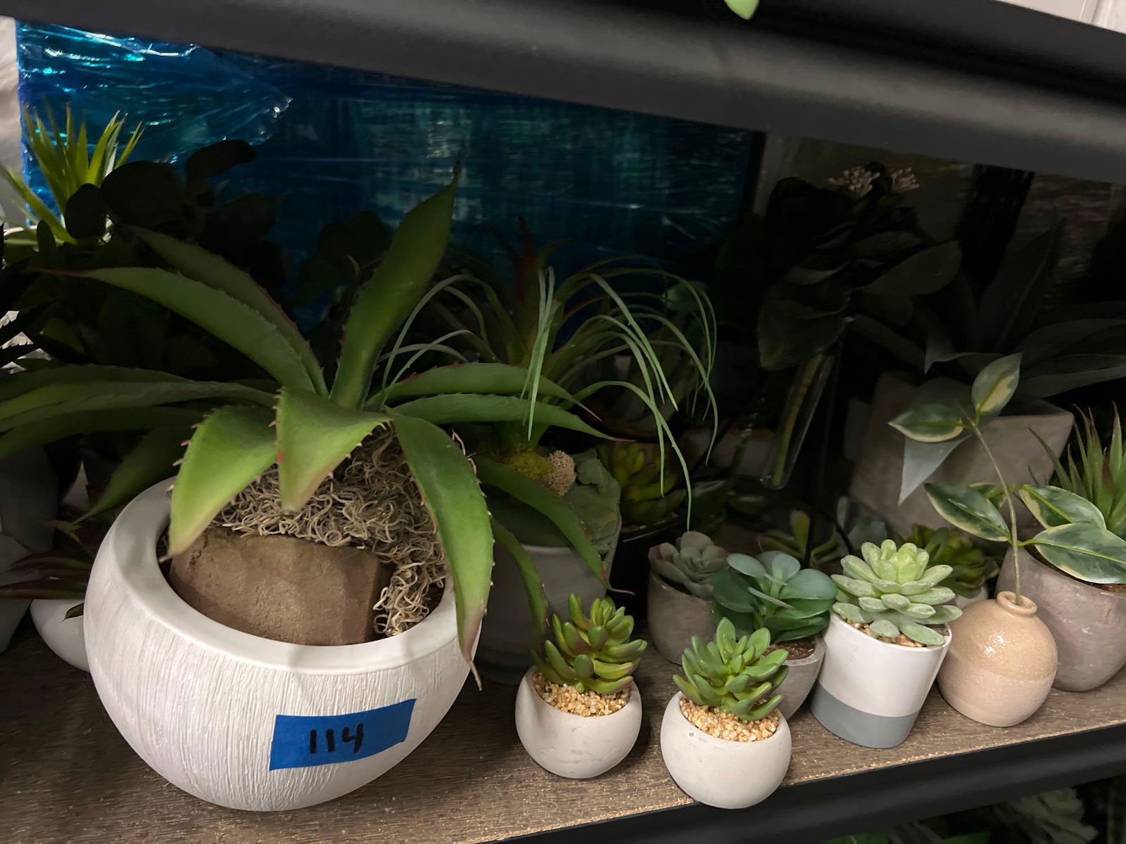 Shelf small planters, vases, faux plants (1 of 4)