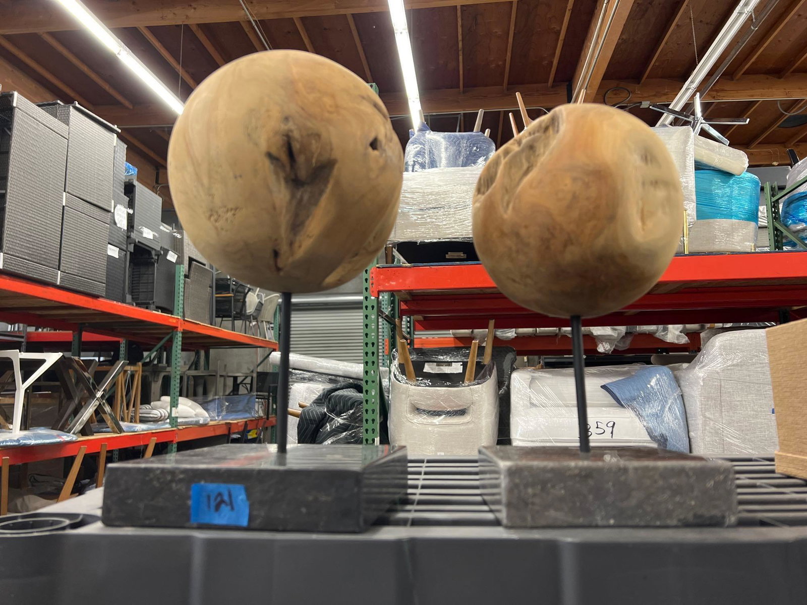 Pair wooden sculptures on Stone bases: Pair wooden sculptures on Stone bases NO SHIPPING AVAILABLE This will be a two (2) day sale Wed & Thur. Jan. 18th & 19th.. Online only.All items sold as is where is. There are No guarantees to functio