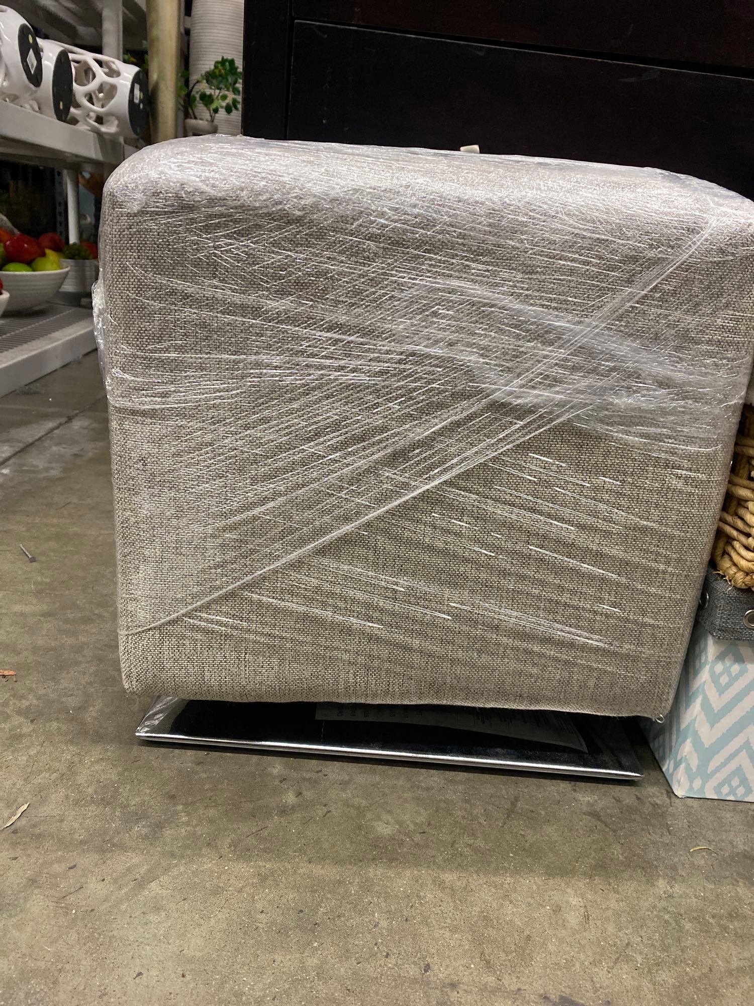 Tan pouf with metal base: Tan pouf with metal base NO SHIPPING AVAILABLE This will be a two (2) day sale Wed & Thur. Jan. 18th & 19th.. Online only.All items sold as is where is. There are No guarantees to functionality, condi