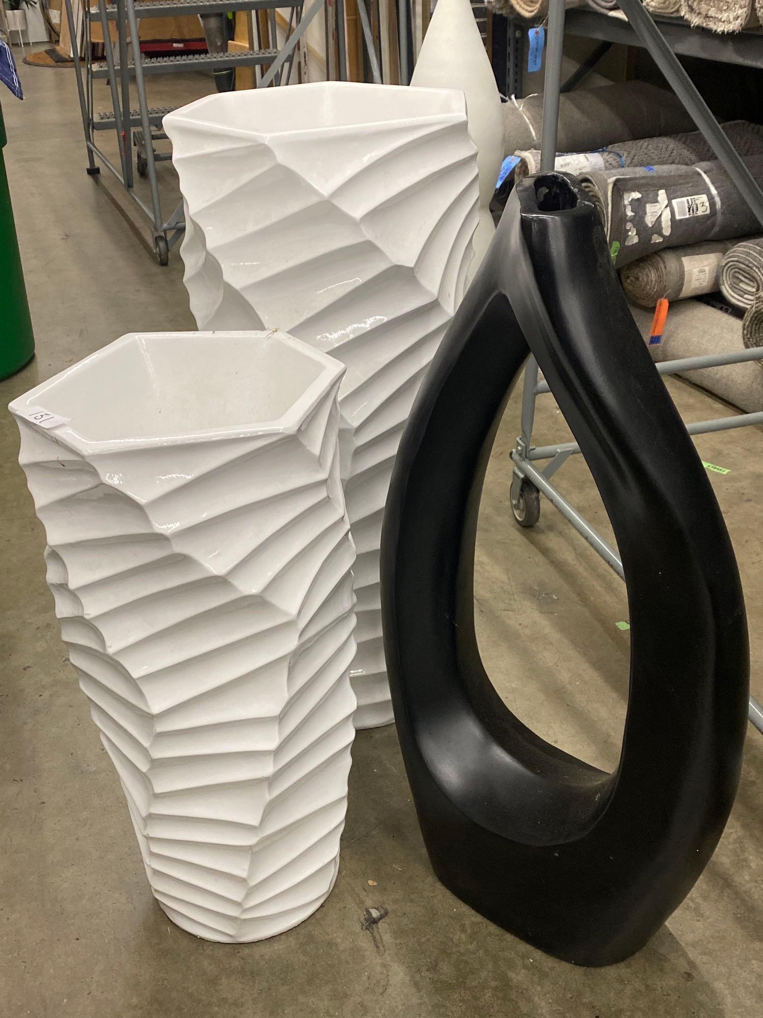 three large modernist composite floor vases (1 of 3)