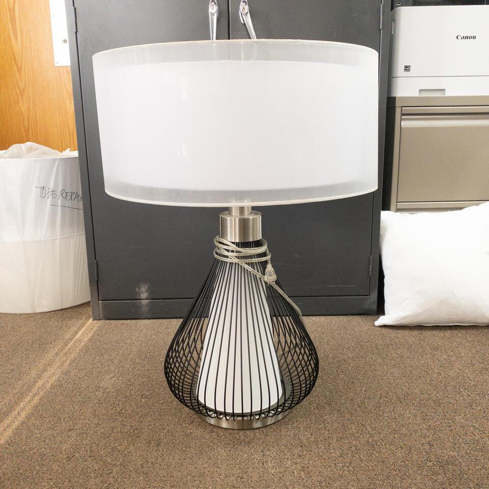 Table lamp with black and white base (1 of 2)