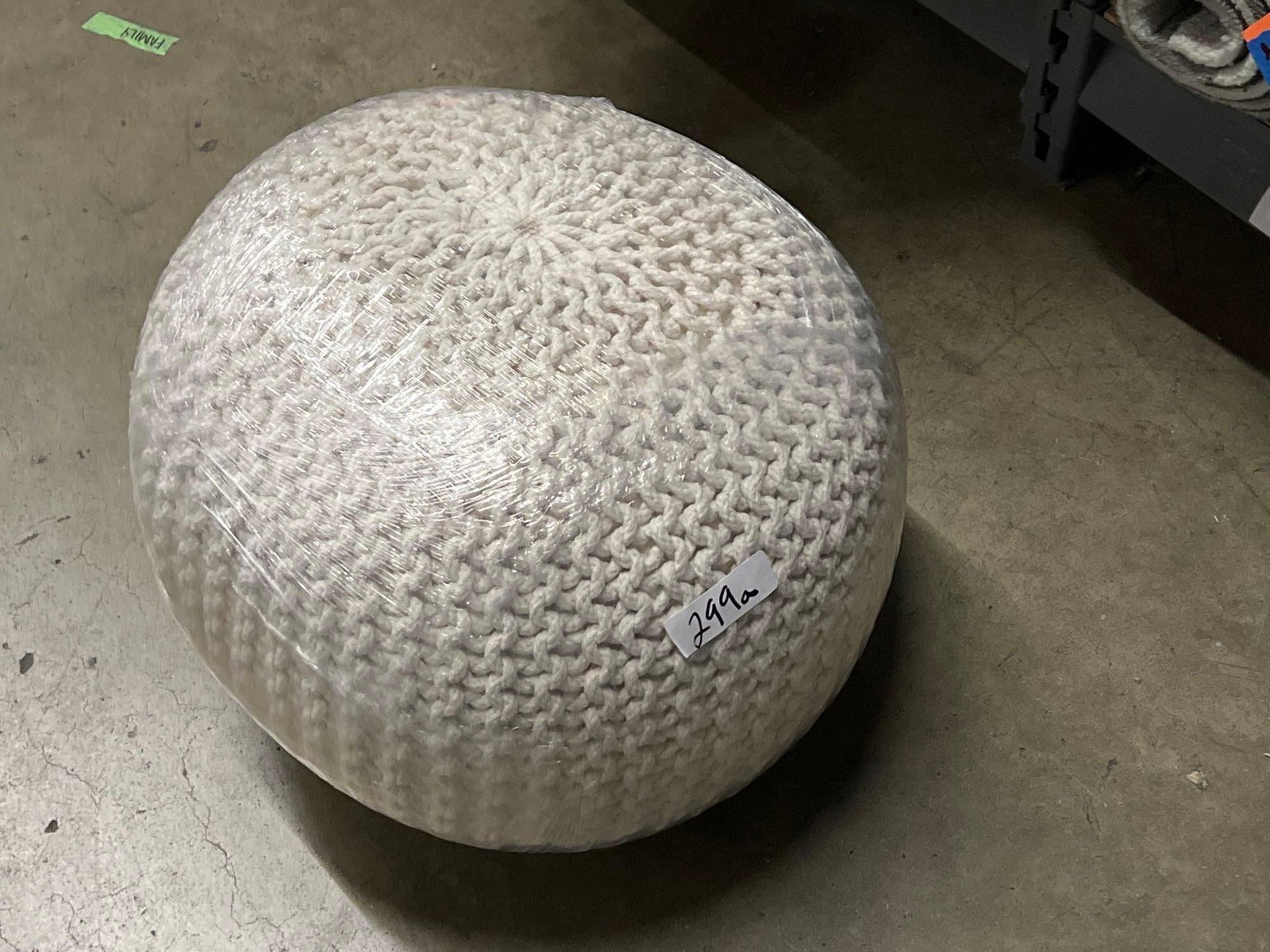 Tan Knit Pouf: tan knit pouf NO SHIPPING AVAILABLE This will be a two (2) day sale Thursday & Friday Jan 19th & 20th. Online only.All items sold as is where is. There are No guarantees to functionality, condition, o