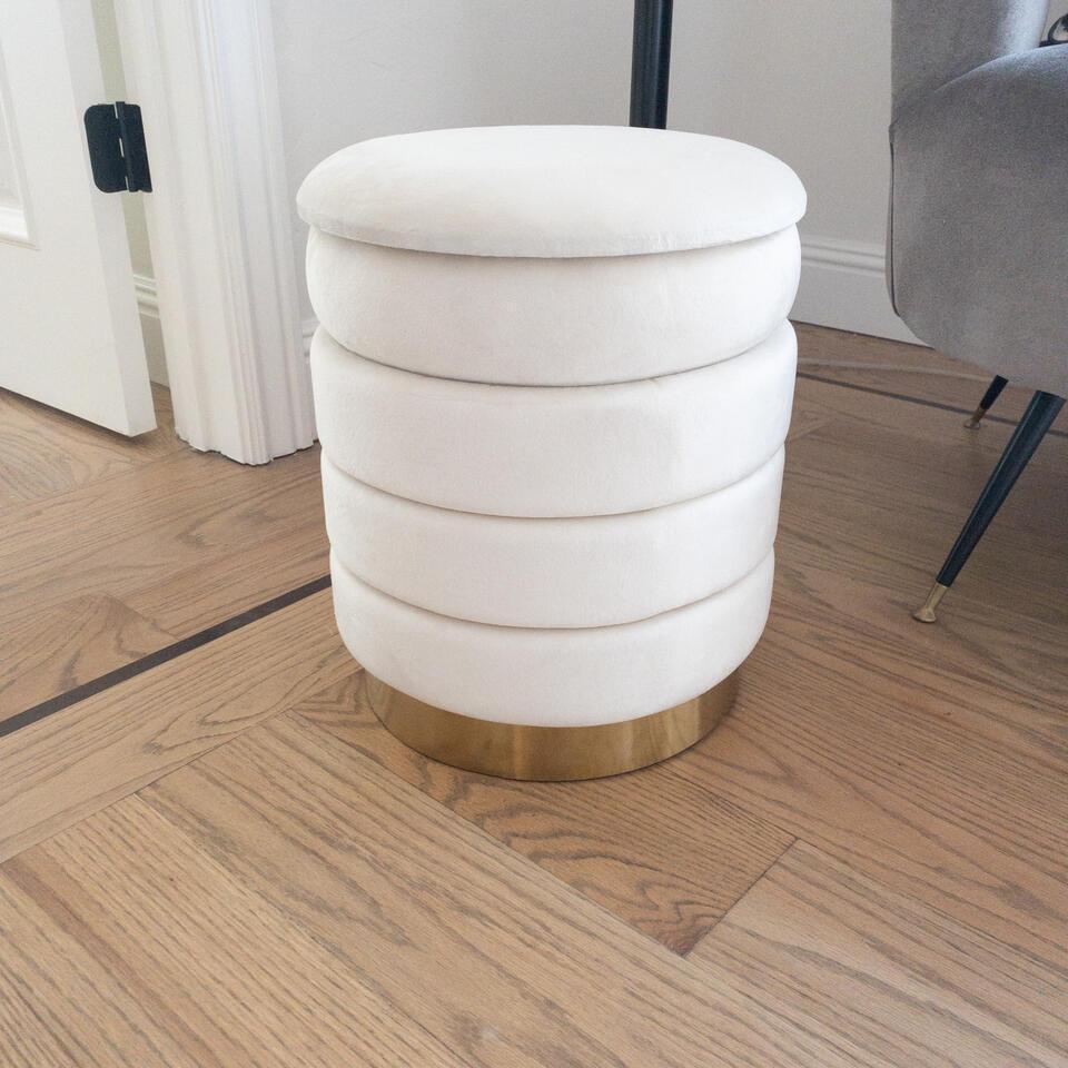 White Pouf, Round, Gold Base (1 of 2)