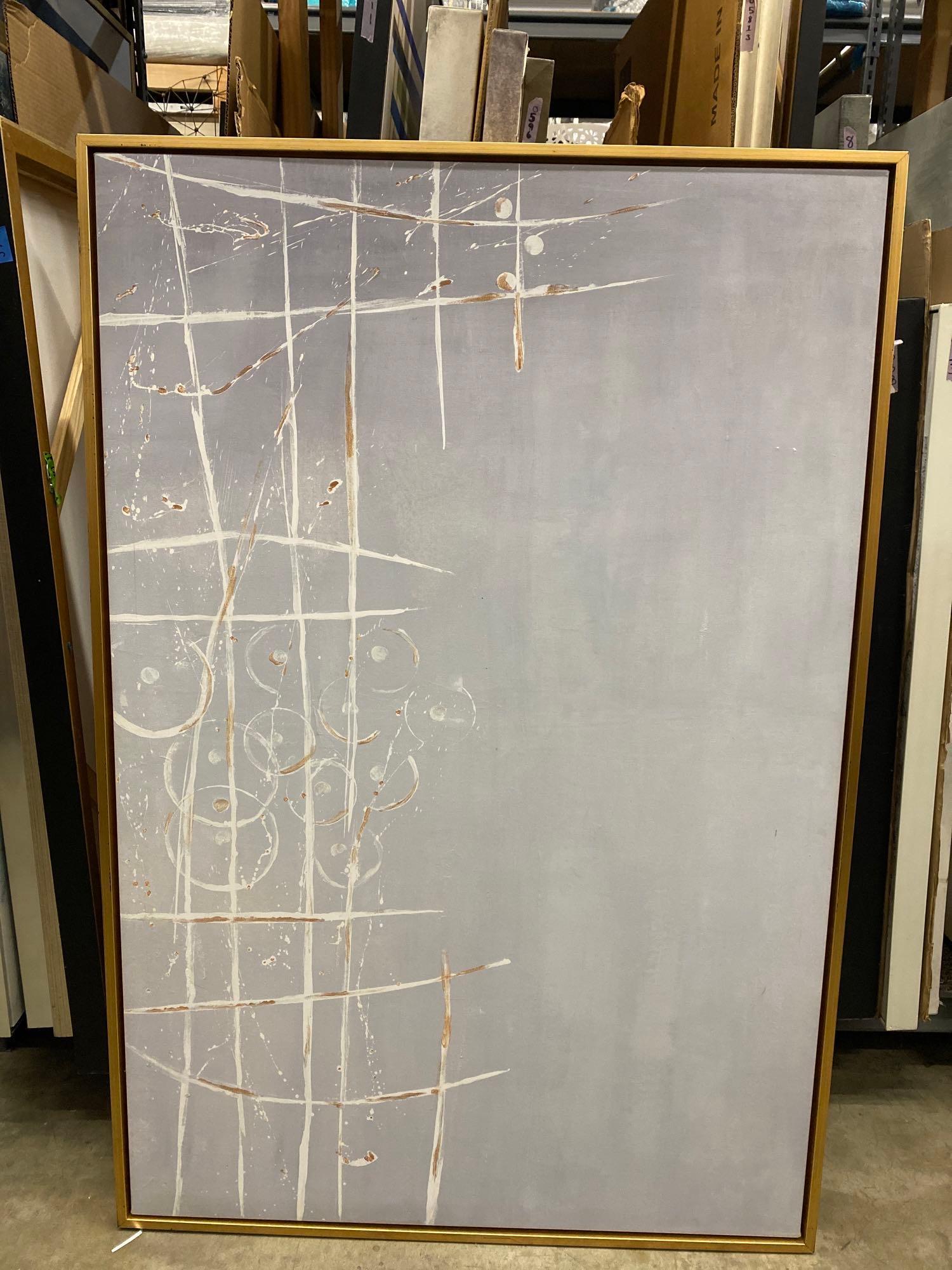 Gray, grey, gold, light blue, framed art (1 of 2)