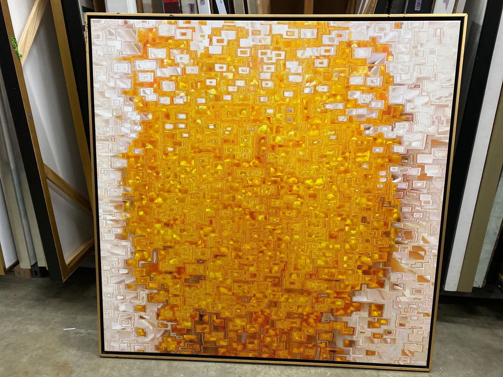 Abstract Art with yellow tones, Framed (1 of 1)