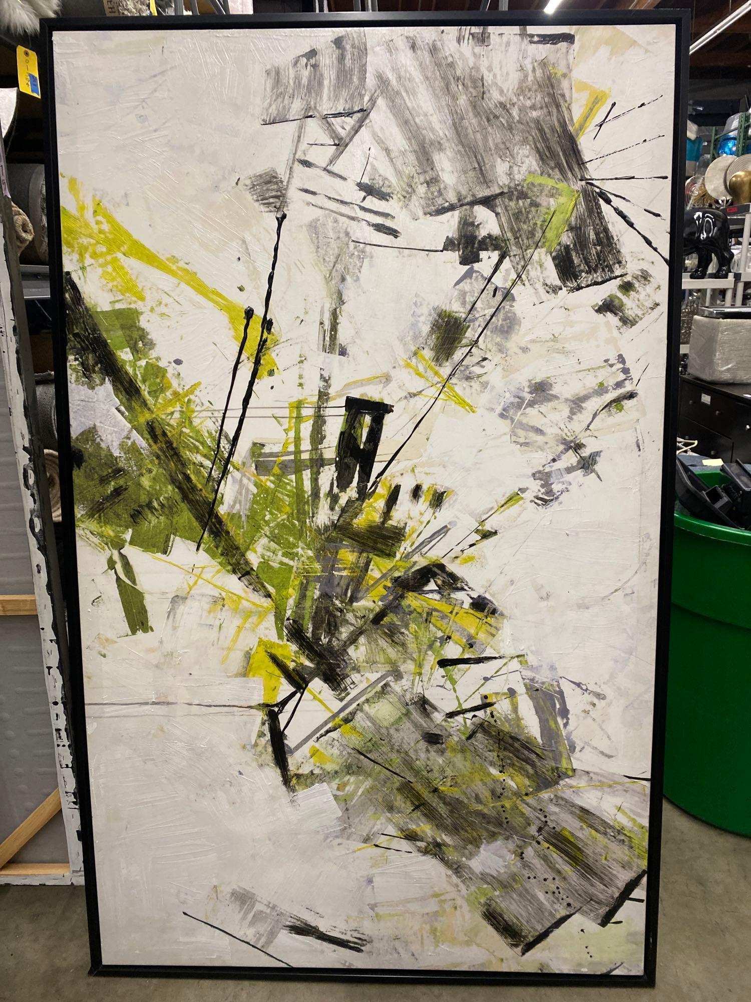 Abstract art with black frame: Abstract art with black frame. 72x46 NO SHIPPING AVAILABLE This will be a two (2) day sale Wed & Thur. Jan. 18th & 19th.. Online only.All items sold as is where is. There are No guarantees to function