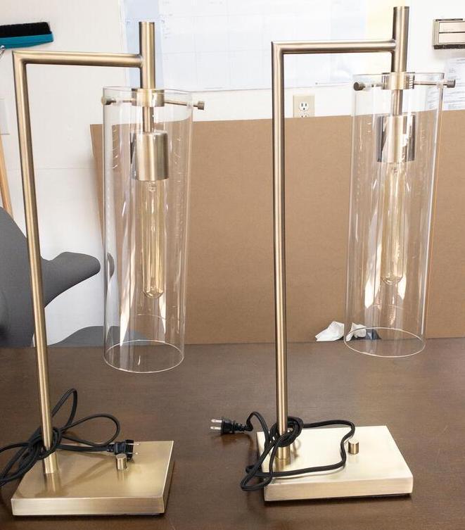 Gold table lamps with glass, Heath.: Gold table lamps with glass, Heath. Base Dimensions: 24"x8" Shade Dimensions: no shade NO SHIPPING AVAILABLE This will be a two (2) day sale Wed & Thur. Jan. 18th & 19th.. Online only.All items sold a