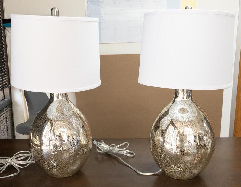 Silver and white table lamps (1 of 2)