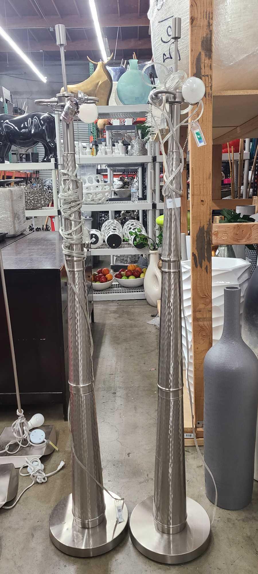 Pair of antique nickel hammered metal Floor Lamp (1 of 3)