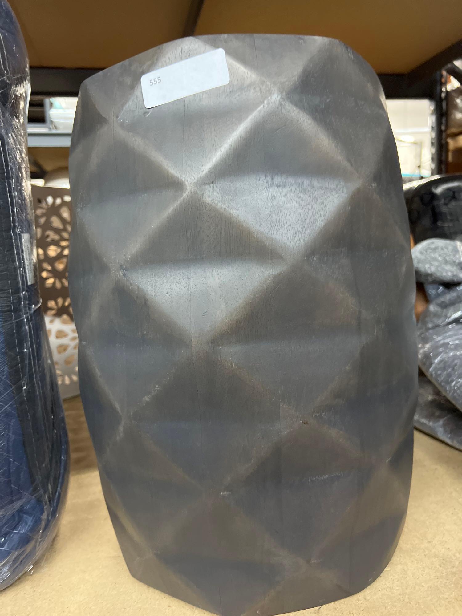 Pair Of Fig (Geometric Carve) Stool/Accent Tables (1 of 2)