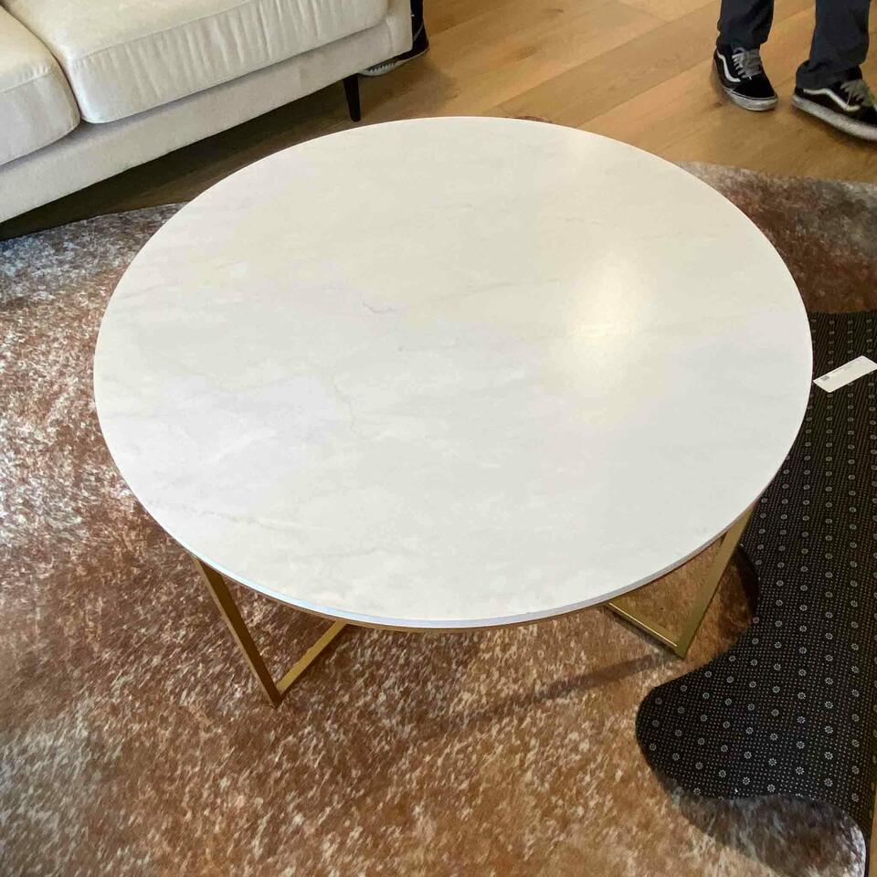 White Marble Top Coffee Table With Gold Legs. (1 of 2)