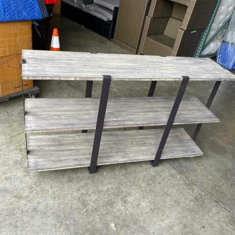 Wooden Console, Grey Oak: Wooden console, grey oak 59x16x33 NO SHIPPING AVAILABLE This will be a two (2) day sale Thursday & Friday Jan 19th & 20th. Online only.All items sold as is where is. There are No guarantees to functio