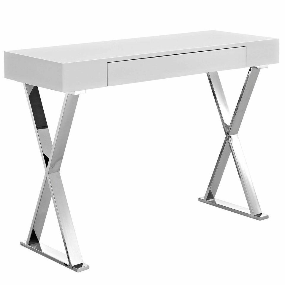 Desk: Desk Keywords: white top, chrome base 40x16x29 NO SHIPPING AVAILABLE This will be a two (2) day sale Thursday & Friday Jan 19th & 20th. Online only.All items sold as is where is. There are No guarante