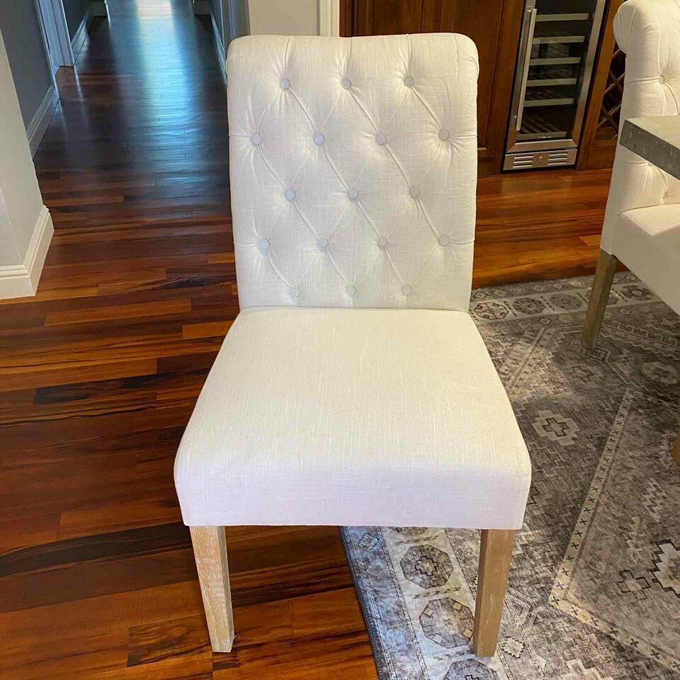 Set Of 10 Dining Side Chair Wooden, Blanco, Gauze: set of 10 Dining Side Chair wooden, Blanco, Gauze NO SHIPPING AVAILABLE This will be a two (2) day sale Thursday & Friday Jan 19th & 20th. Online only.All items sold as is where is. There are No guara