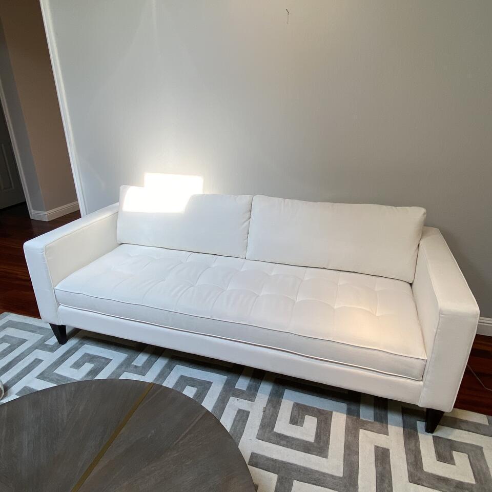 White Sofa, Cotton, Tufted, Linen (1 of 3)
