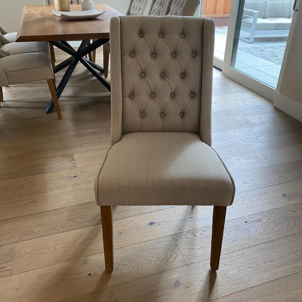Set Of Six Beige Dining Side Chairs: Set of six Beige dining side chairs NO SHIPPING AVAILABLE This will be a two (2) day sale Thursday & Friday Jan 19th & 20th. Online only.All items sold as is where is. There are No guarantees to funct