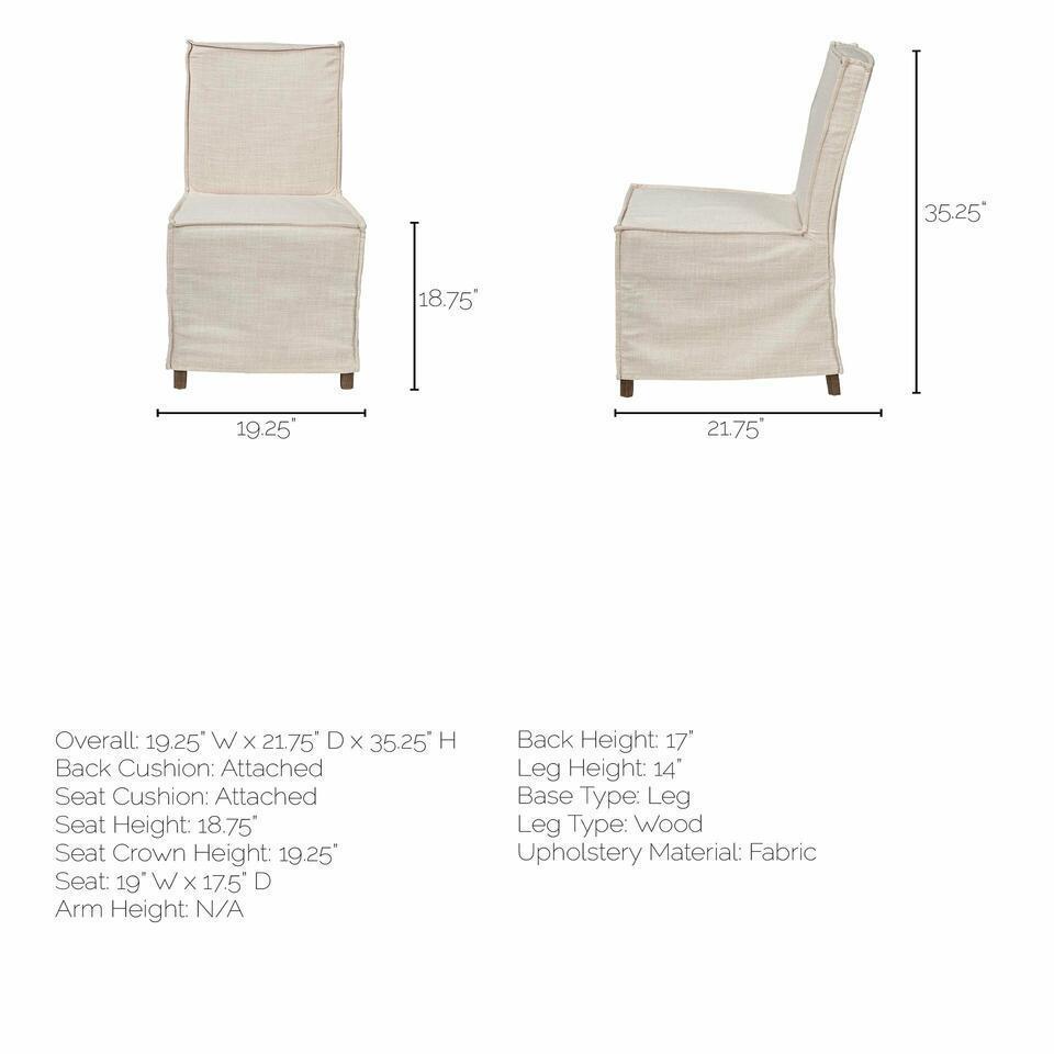 Set Of Eight Elbert, Cream Dinning Chairs: Set of eight Elbert, Cream Fabric Slip-Cover Brown Wooden Base Dining Chair. mercana 193x21.8x35.3 NO SHIPPING AVAILABLE This will be a two (2) day sale Thursday & Friday Jan 19th & 20th. Online only.
