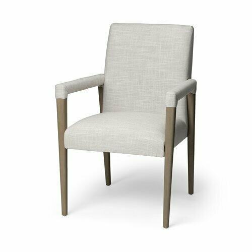 Pair Of  Palisades Cream Fabric Wrap Brown Wood Frame Chair (1 of 2)