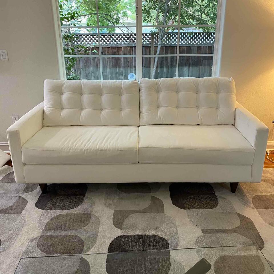 White Sofa, Fabric, Tufted Top Cushions (1 of 2)