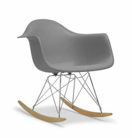 Rocking Chair, Grey, Plastic, Wood Feet, Chrome Legs (1 of 3)