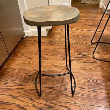 Set Of Three Wood And Metal Barstools (1 of 3)