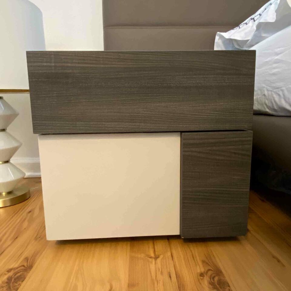 Pair Brown And White Wood Nightstands (1 of 4)
