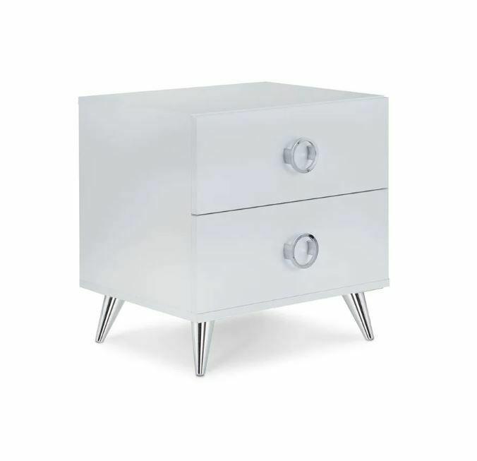 2 End Table Contemporary Wood Chrome Nightstand With 2 Drawers (1 of 4)