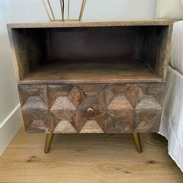 Brown Wood Midcentury Style Nightstand: Brown wood midcentury style nightstand NO SHIPPING AVAILABLE This will be a two (2) day sale Thursday & Friday Jan 19th & 20th. Online only.All items sold as is where is. There are No guarantees to fu