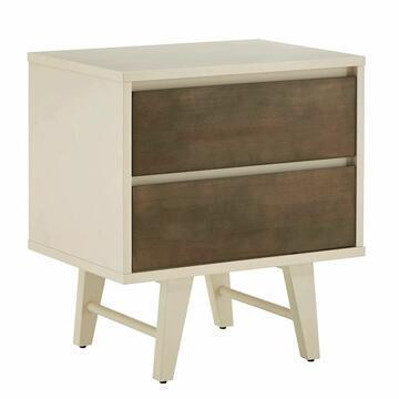 Brown & White Wood Nightstand (1 of 3)