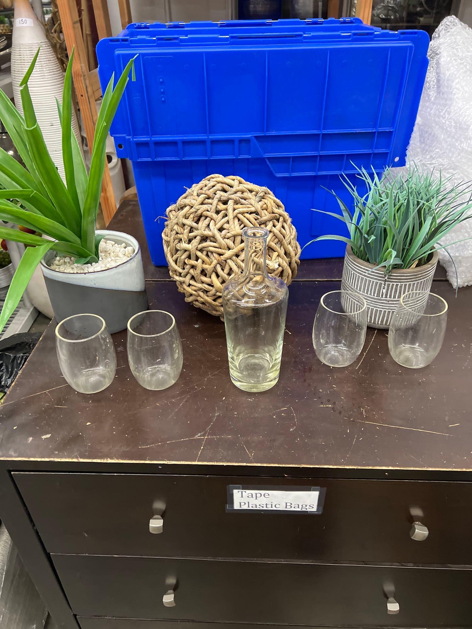 Lot Of Glasses, Planters, Decorative Ball (1 of 2)