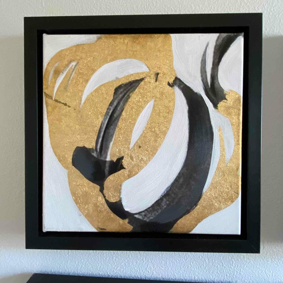 Black And Gold Abstract Art, Made For Moe`S: Black and Gold Abstract Art, Made For Moe`s. 12x12 NO SHIPPING AVAILABLE This will be a two (2) day sale Thursday & Friday Jan 19th & 20th. Online only.All items sold as is where is. There are No guar