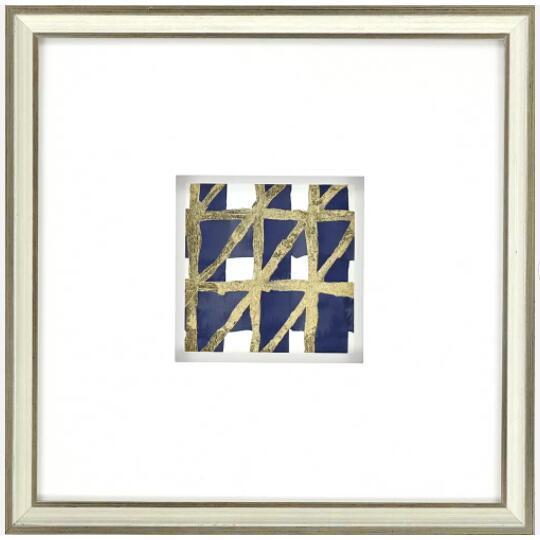 Abstract Art Dark Blue, Blue, Gold, Square (1 of 2)