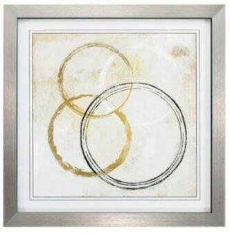 Abstract Art, Gold, Beige, Square, Circles (1 of 2)