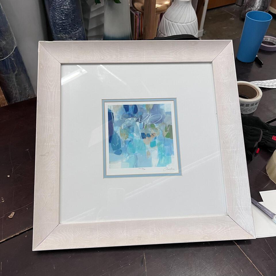 Abstract Art In Blue Tones With White Frame (1 of 2)