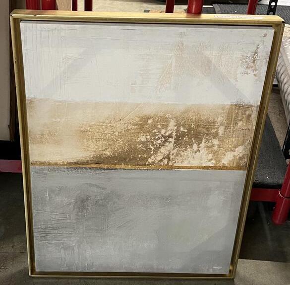 Art Framed, Gold White Beige: Art Framed, Gold white beige. 22x29 NO SHIPPING AVAILABLE This will be a two (2) day sale Thursday & Friday Jan 19th & 20th. Online only.All items sold as is where is. There are No guarantees to funct
