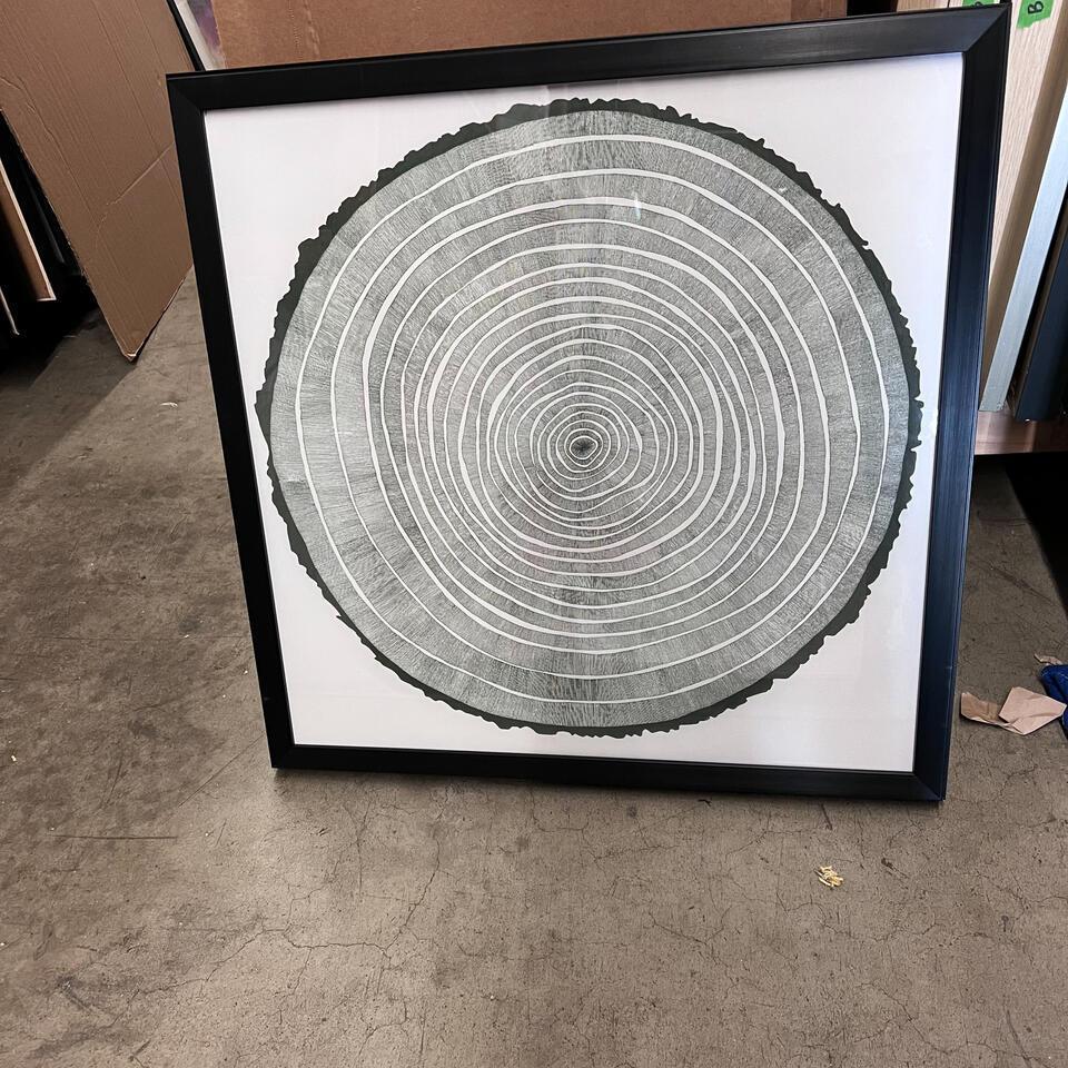 Grey Abstract Art With Black Frame. Tree Theory. 24X24 (1 of 2)