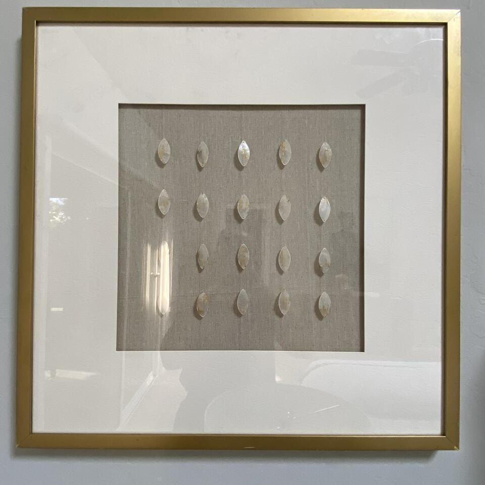 Art With Gold And White, Framed.: Art with gold and white, Framed. 25x25 NO SHIPPING AVAILABLE This will be a two (2) day sale Thursday & Friday Jan 19th & 20th. Online only.All items sold as is where is. There are No guarantees to fu