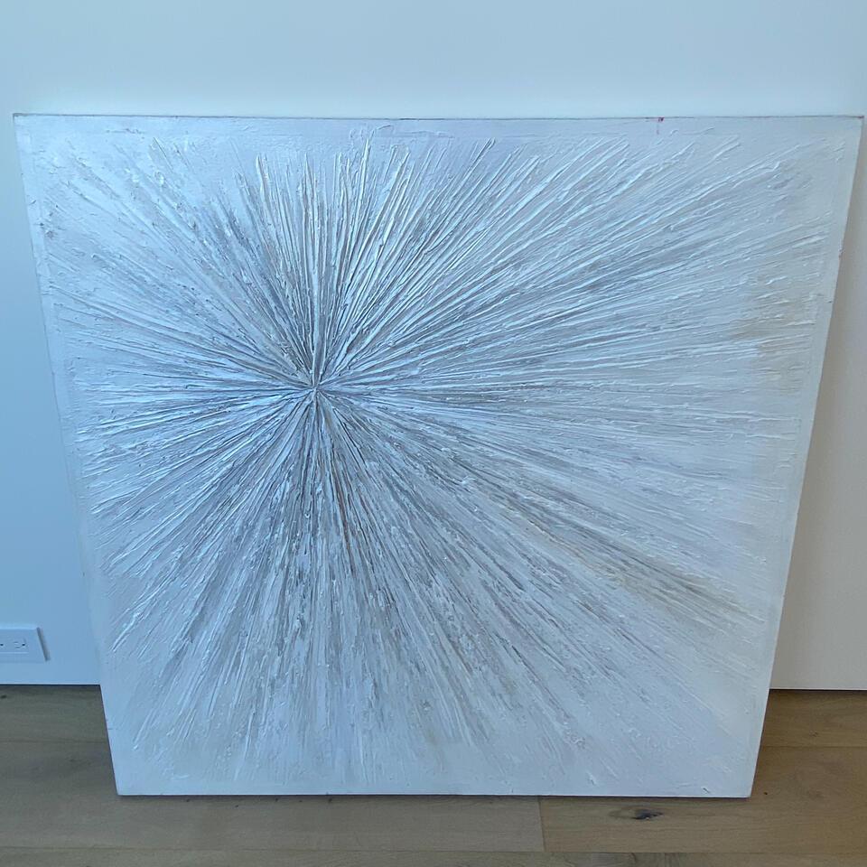 White Abstract Art, Sunburst, Canvas (1 of 2)